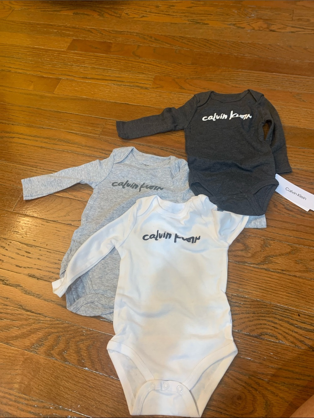 Calvin Klein Baby Long-Sleeve Bodysuits - White, Light Gray, Dark Gray
